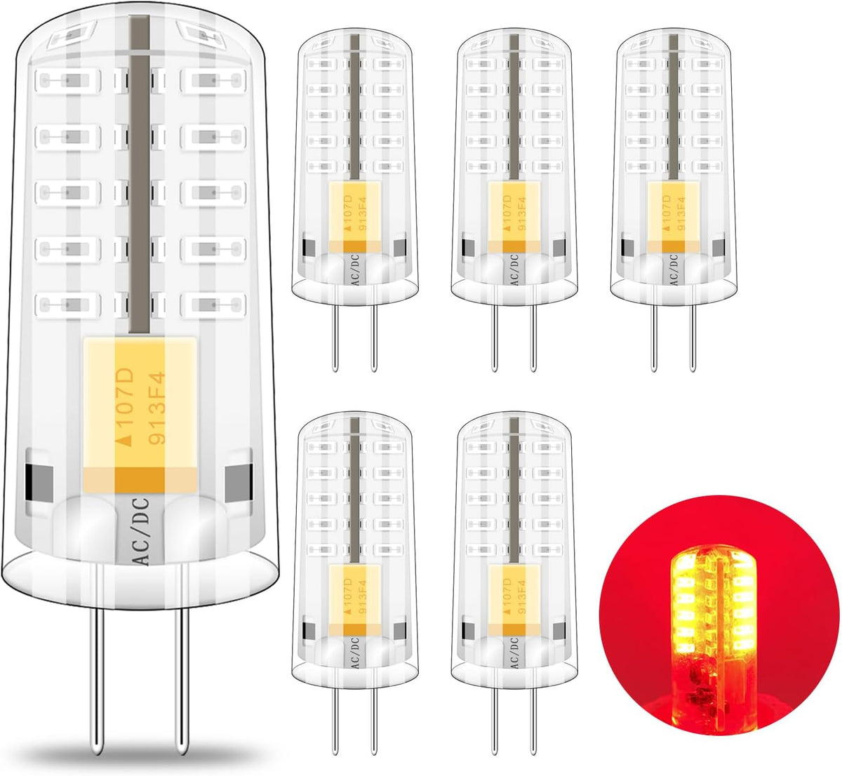 Red LED Decoration Light G4 Bi Pin 2W 20W Halogen Replacement Color Light