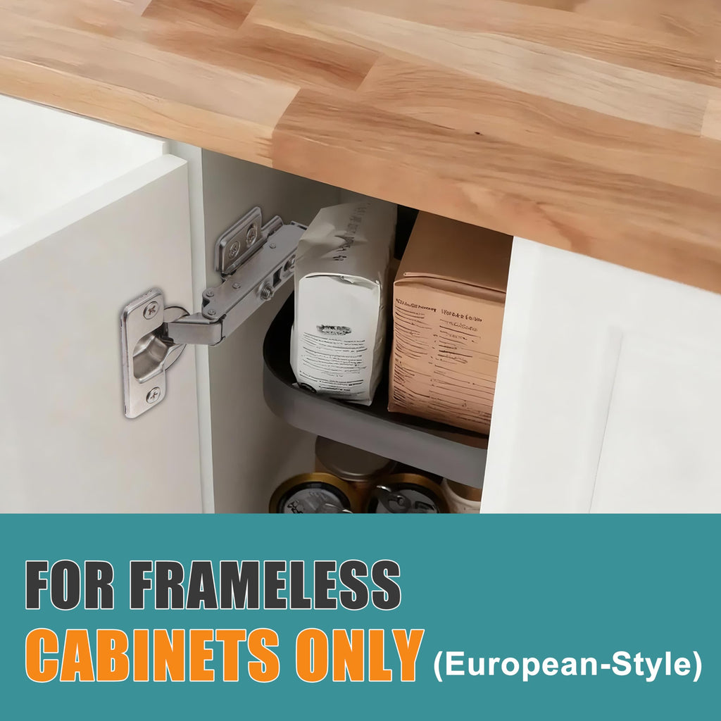 Soft Close Hinges for Frameless Cabinets, 110° Full Overlay, 10 Pack