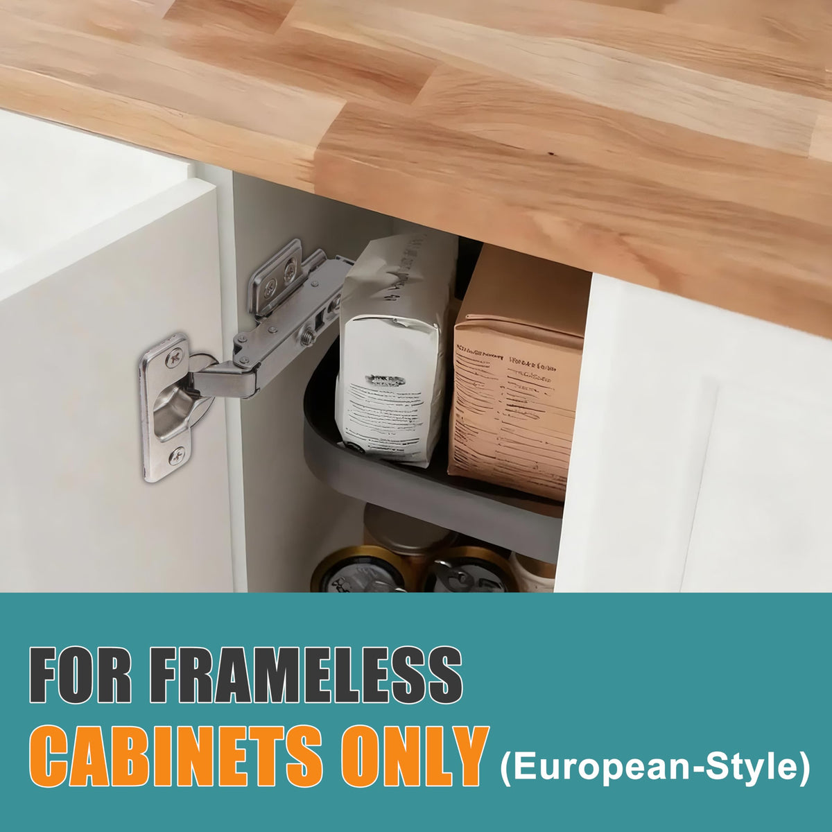 Soft Close Hinges for Frameless Cabinets, 110° Full Overlay, 10 Pack
