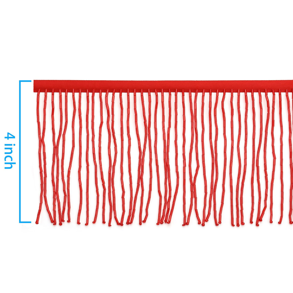 Beaded Fringe Trim,Ribbon Tassel Fringe Trim 4 Inch Wide 2 Yards Long for Crafts DIY Dress Clothes Decoration (Red)