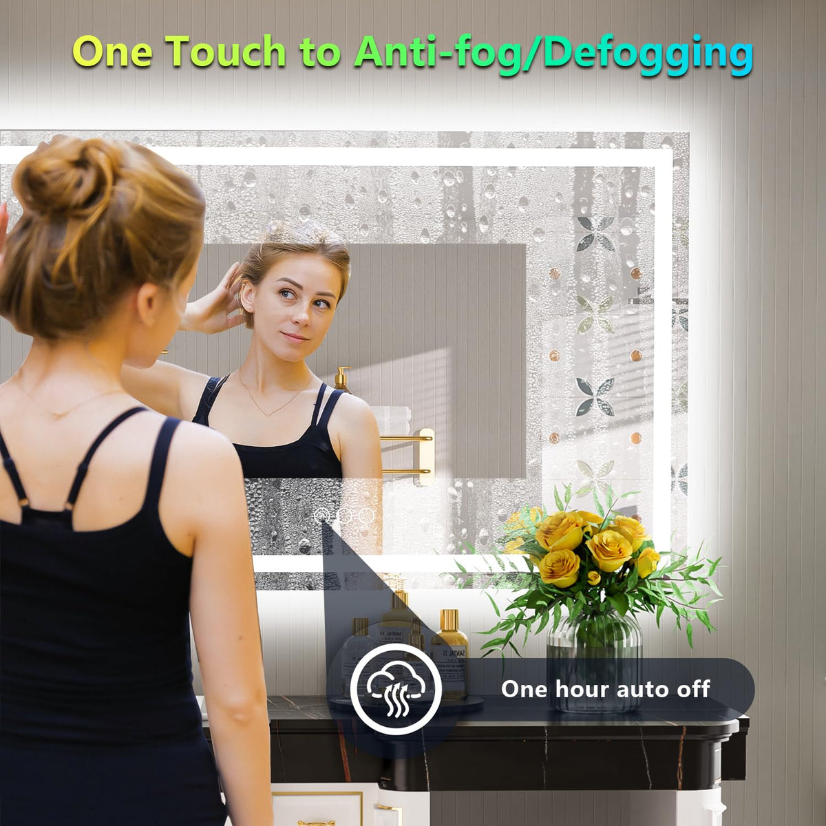 55x30 LED Bathroom Mirror with Lights, RGB Backlit Lighted Mirror