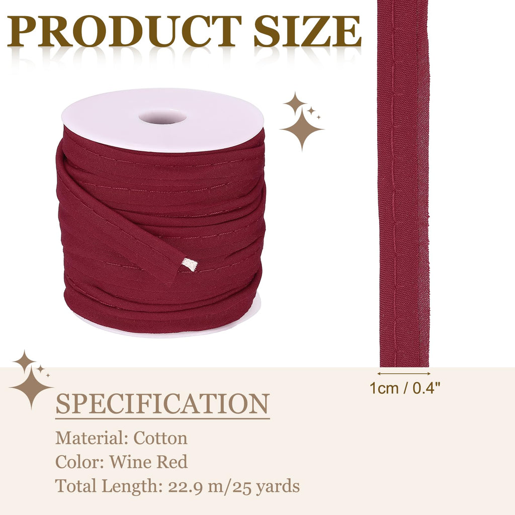 Piping Trim Bias Tape, 3/8 Inch 25 Yards Binding Tape, Wine Red