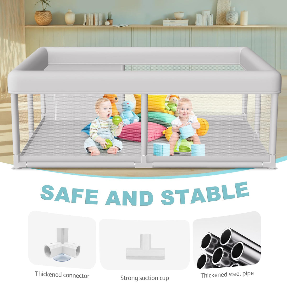 Large Baby Playpen 65x50 Inch, PlayPen for Babies and Toddlers
