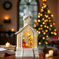 Christmas Nativity Snow Globe Lantern Musical Holy Family Lighted Water Church with Silent Night Music for Christmas
