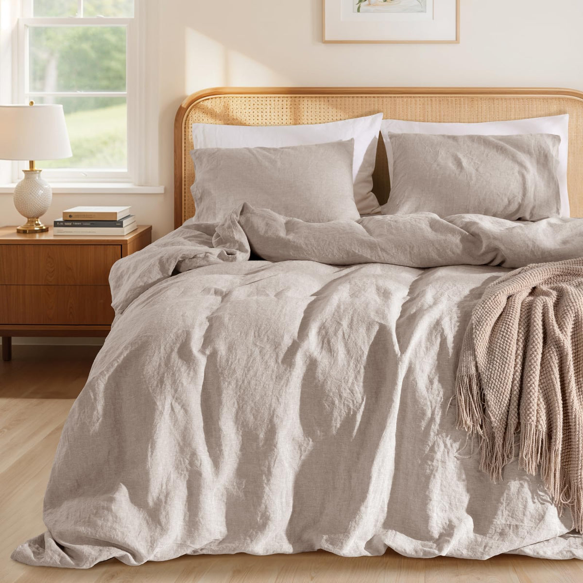 100% French Linen Duvet Cover Set 3Pcs, Comforter Cover