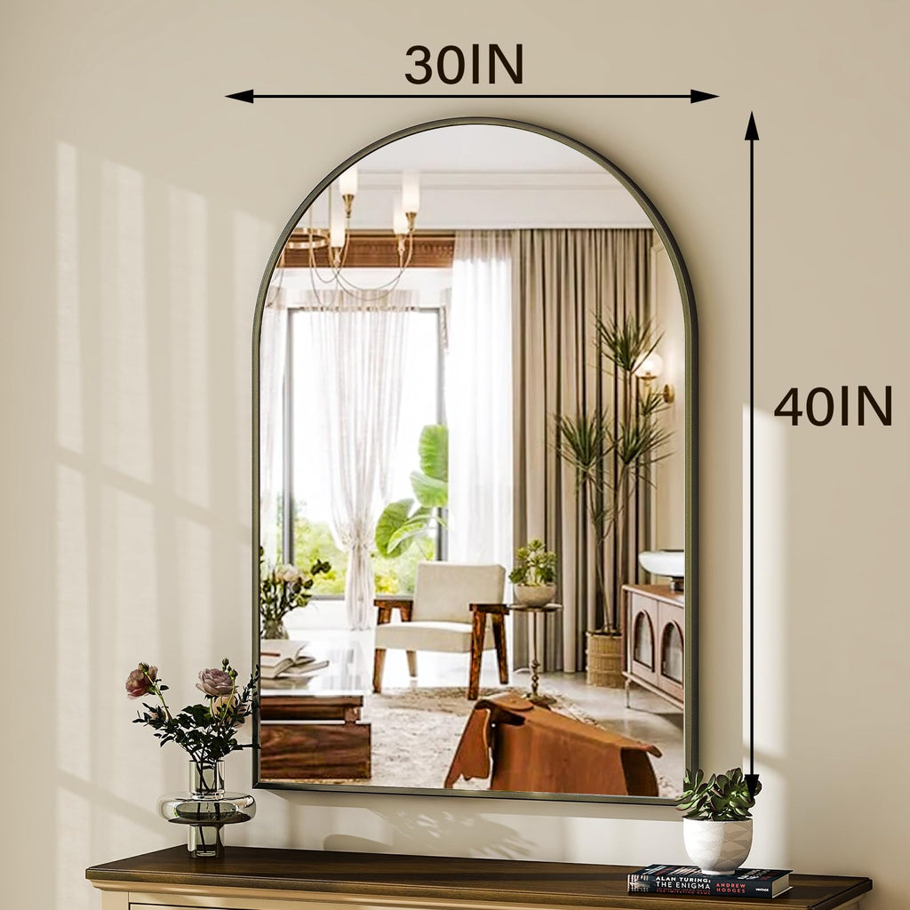 Arched Wall Mirror 30"x40" Black Arch Bathroom Vanity Mirror