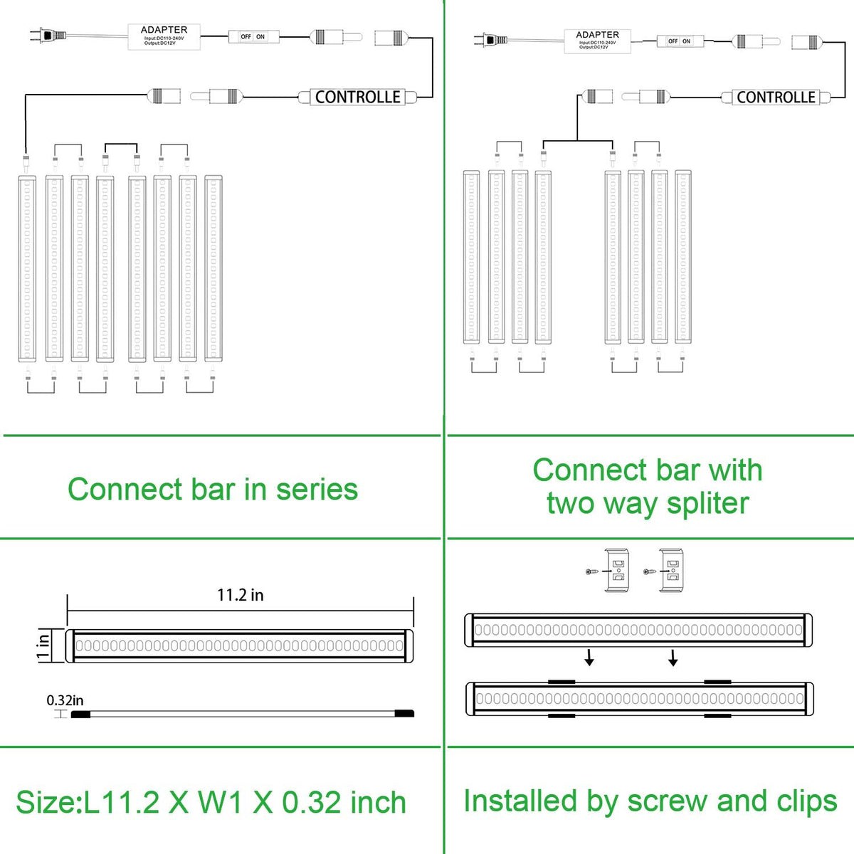 LED Under Cabinet lighting Kit, Plug in Strip Lights with Dimmer Switch Cabinet Counter, Closet, bedroom