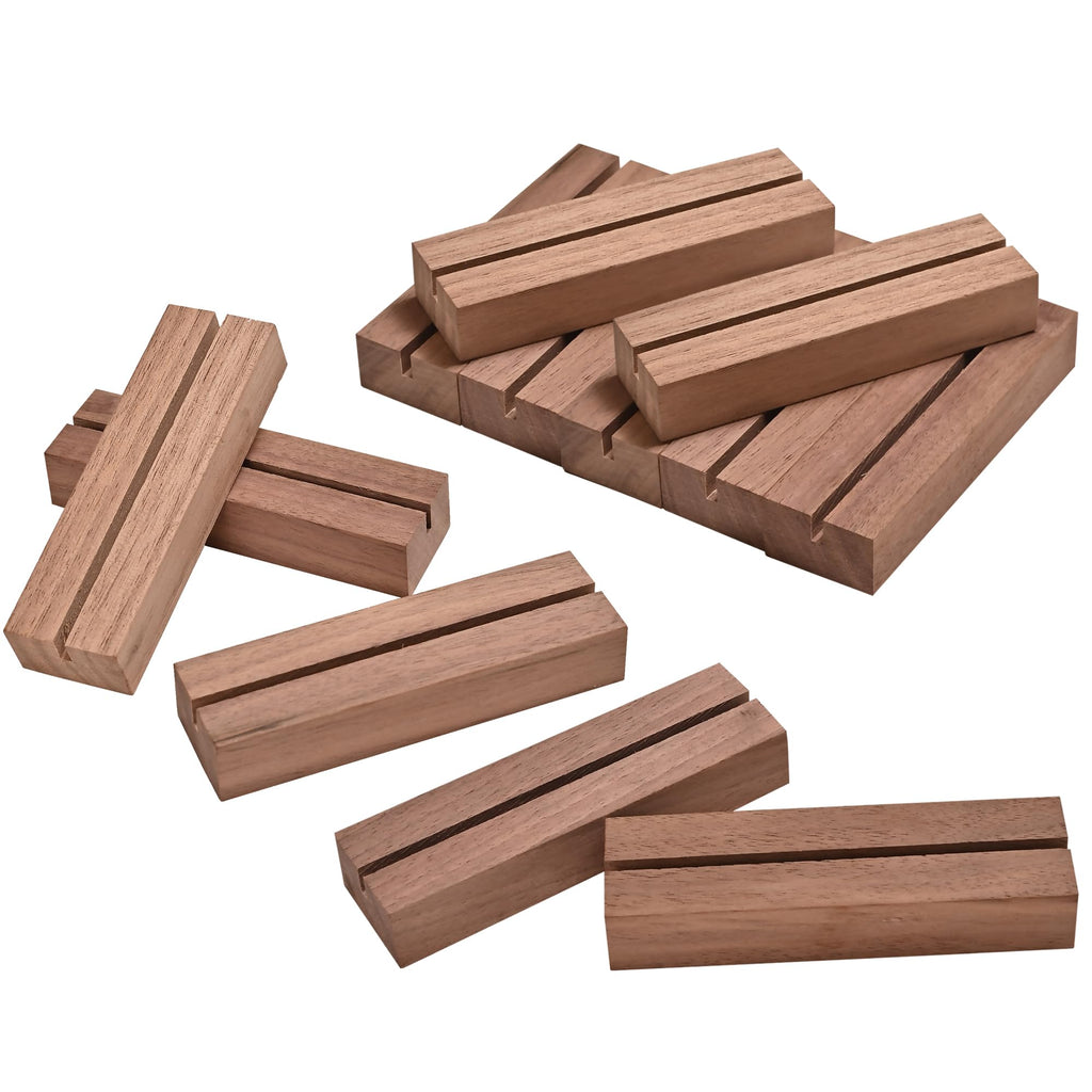 12Pcs Walnut Place Card Holders for Table, Table Number Holders