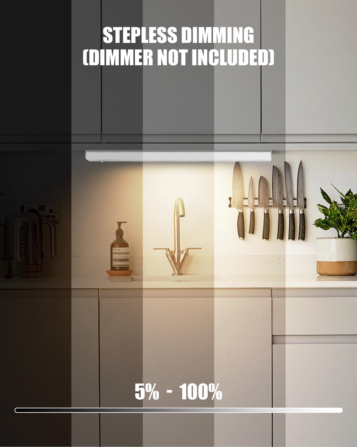 Under Cabinet Lighting Hardwired & Plug-in, 36 inch 3CCT Dimmable Linkable