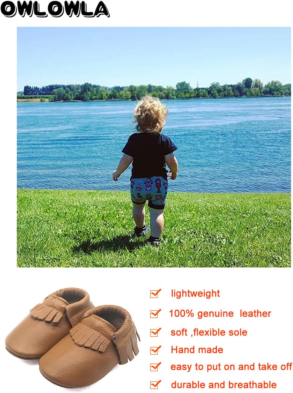 Baby Moccasins Soft Sole Leather Baby Shoes Infant Toddler Pre-Walker Shoes Baby Boy Girl