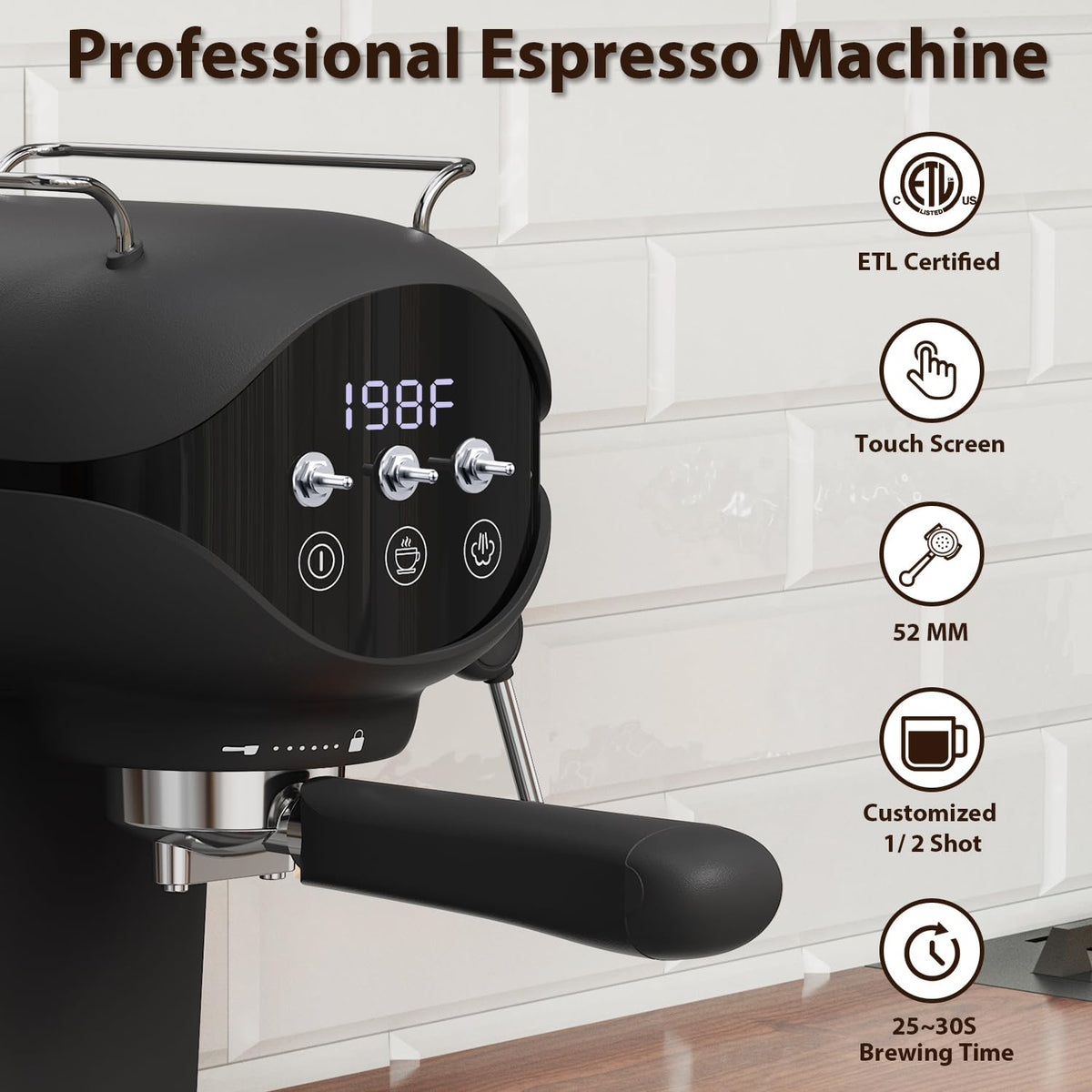 20 Bar Espresso Machine, Compact Espresso Maker with Milk Frother