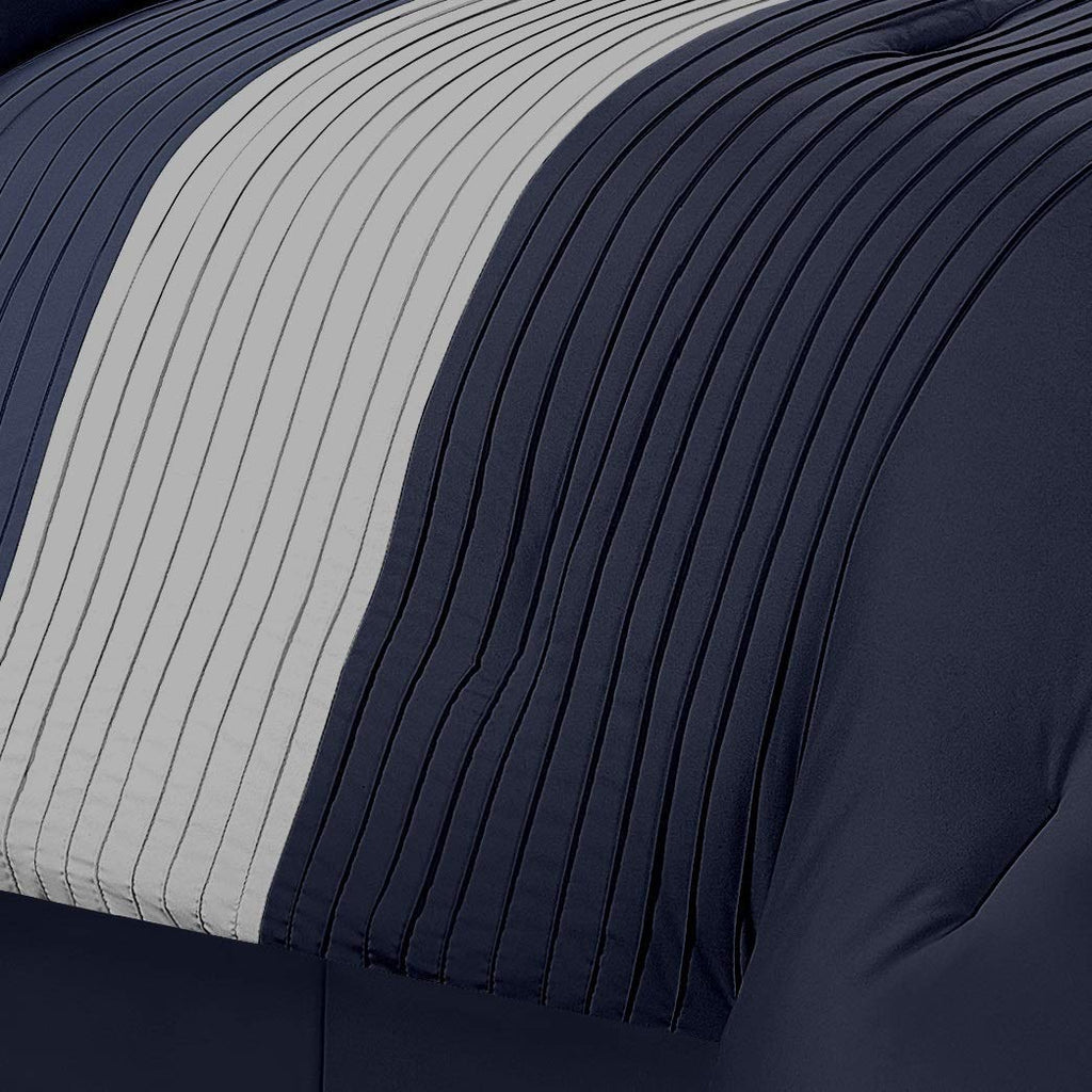 Loft 8-Piece Striped Comforter Set, Navy/Gray/Blue