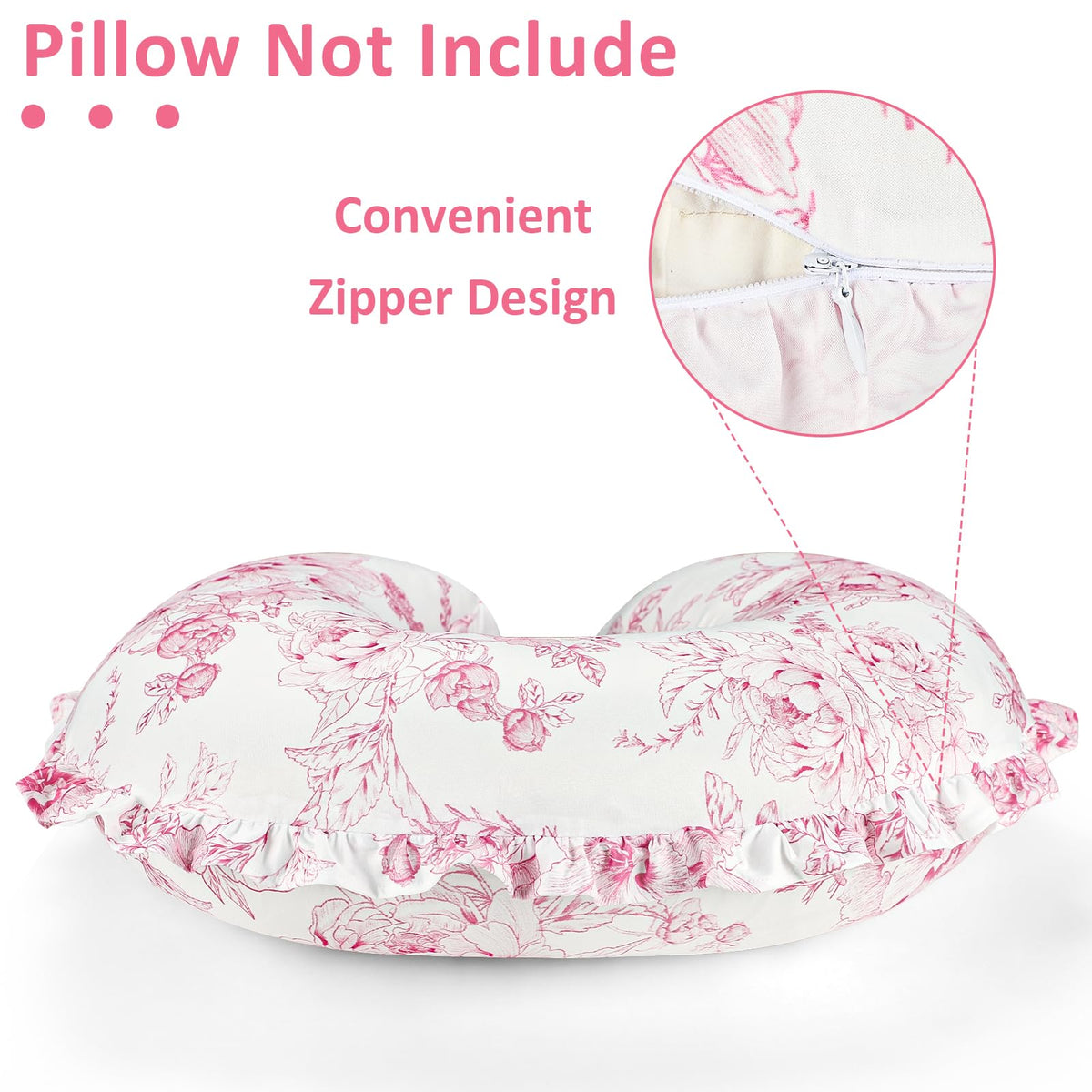 Nursing Pillow Cover, Removable Ruffled Pillowcase for Breastfeeding Pillows, Ultra Soft Comfortable Slipcover for
