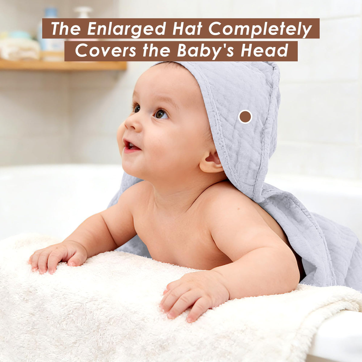 3-Pack Muslin Hooded Baby Towels, 100% Cotton, Ultra-Soft & Absorbent Baby Bath Towels with Hood for Babies, Infant