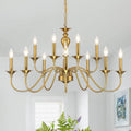 Twelve-Light Gold Farmhouse Chandelier for Dining Rooms and Foyers