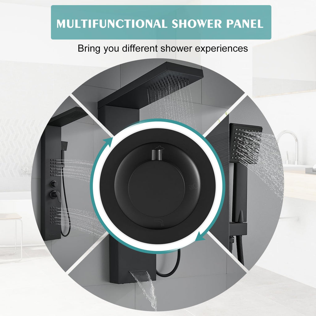 Rainfall Shower Panel System - 4 in 1 Full Body Shower Tower