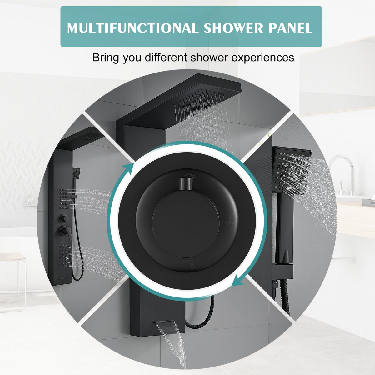 Rainfall Shower Panel System - 4 in 1 Full Body Shower Tower