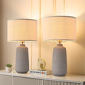 Earth Brown Ceramic Table Lamp Set of 2 Tall 22in Lamps End Table Bedroom Farmhouse Rustic Lamp Set Bedside