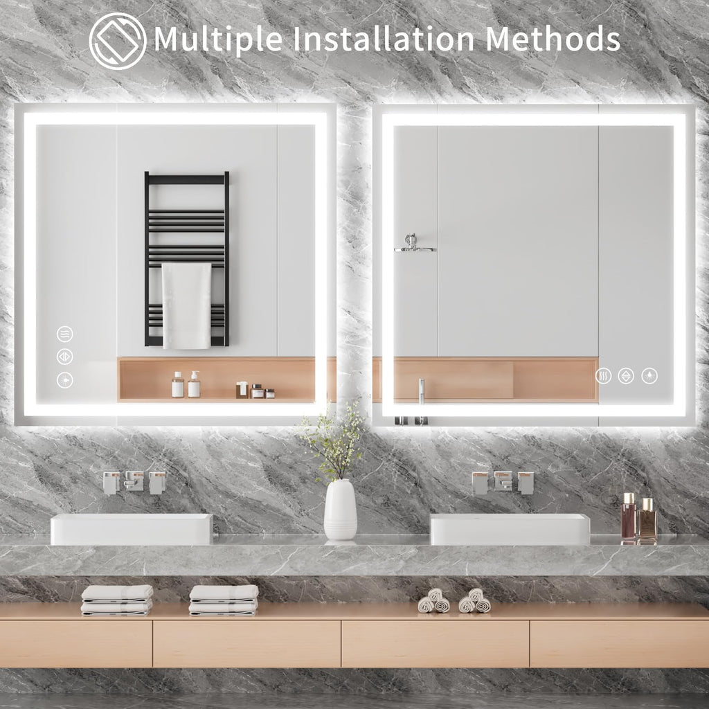 36x36 LED Bathroom Mirror, Shatterproof Mirror with Light