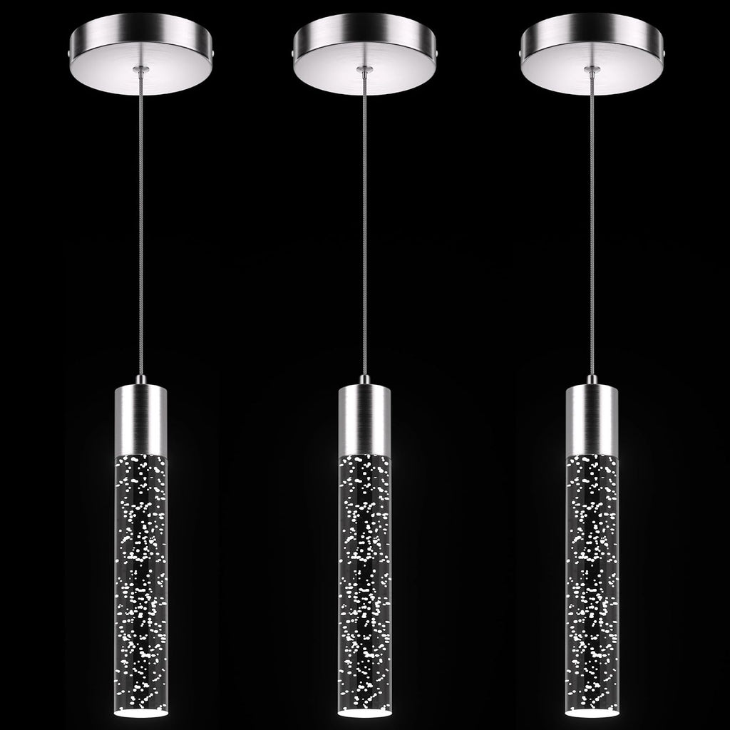 Pendant Lights Kitchen Island, 6500K Modern Kitchen Island Lights Brushed Nickel, 3 Pack Ceiling Lighting Fixtures