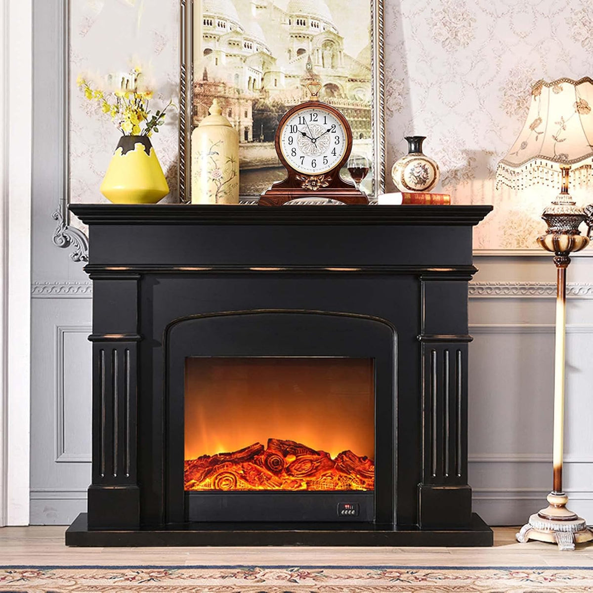 Desk Clock for Table Decor, Retro Mantel Clock Battery Operated for Fireplace Mantel, Living Room, Bedroom