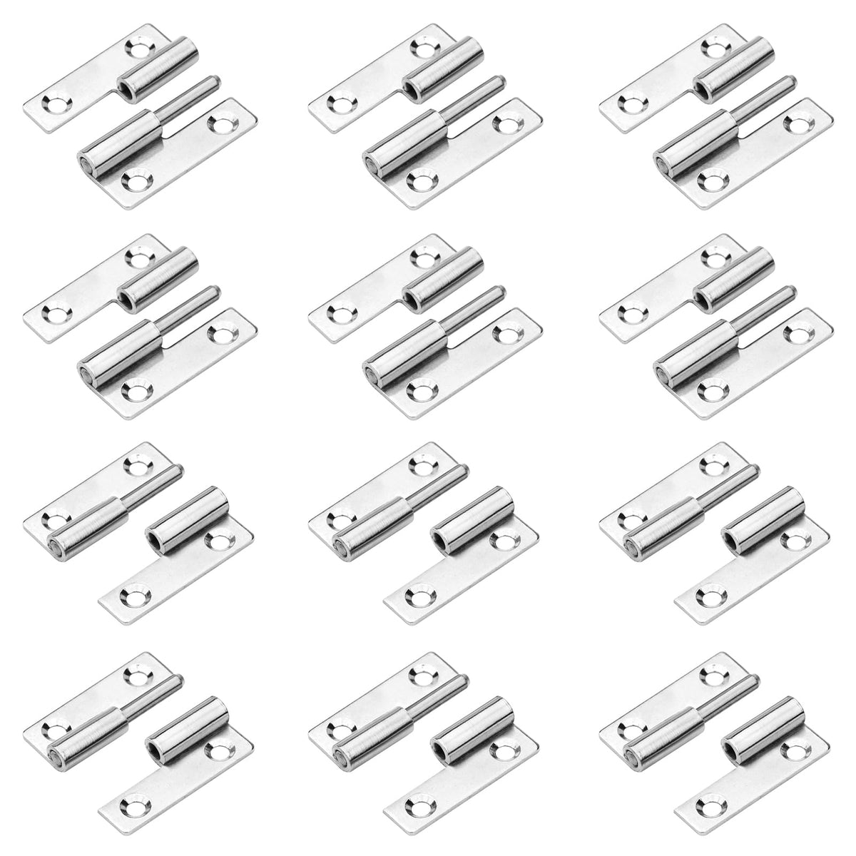 12 Pack H-Shaped Lift Off Hinge for Cabinet Door, 2" x 1-3/8", Left & Right