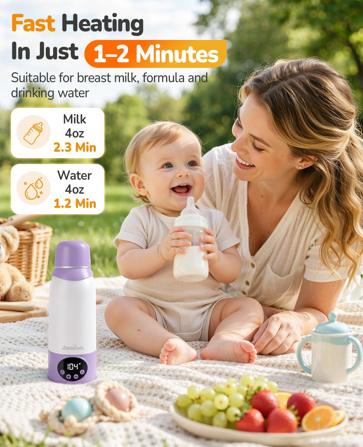Portable Bottle Warmer for Breast Milk, Baby Milk Warmer Travel Essentials