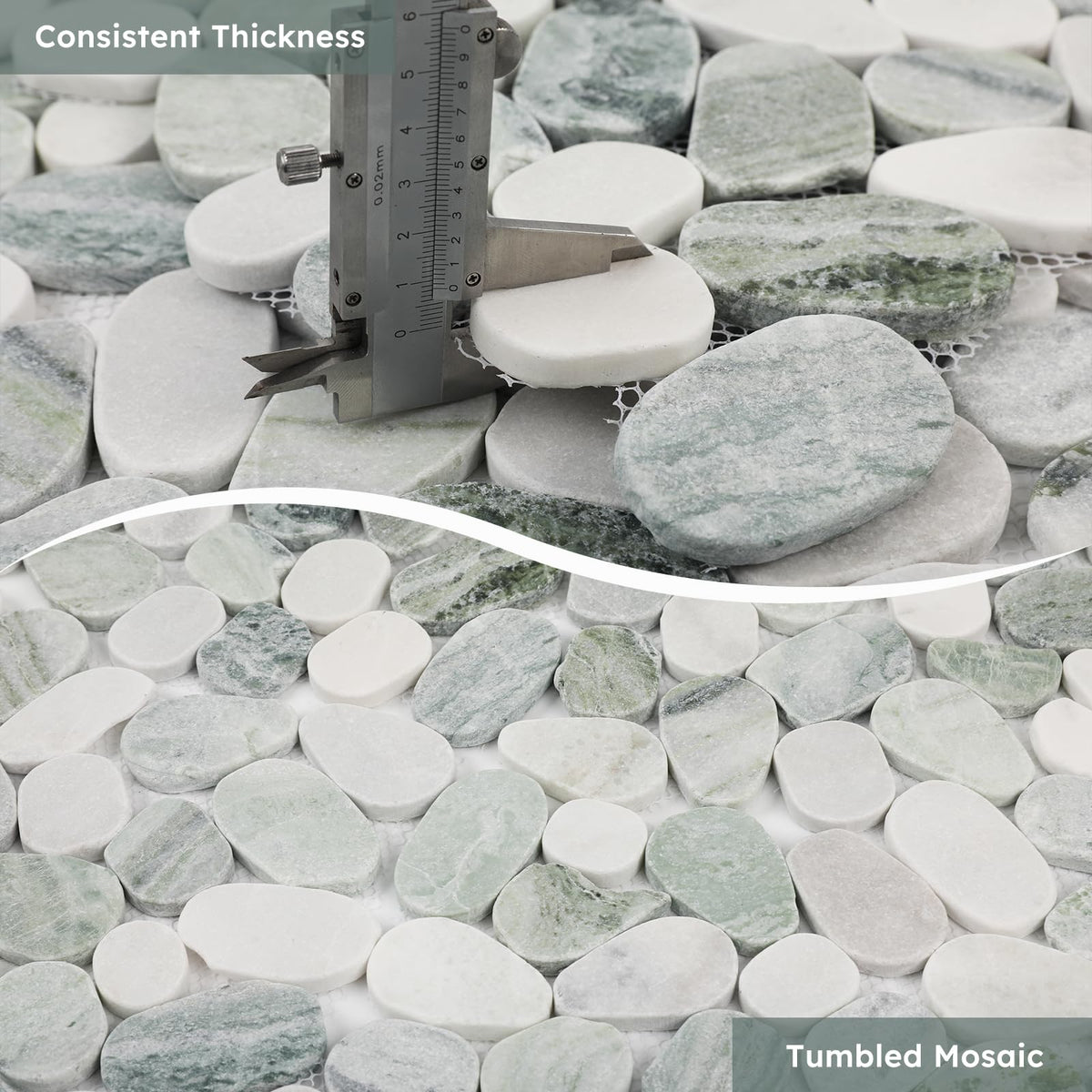 Stone for Shower Floor, Emerald Green Oval, 4 Sheets