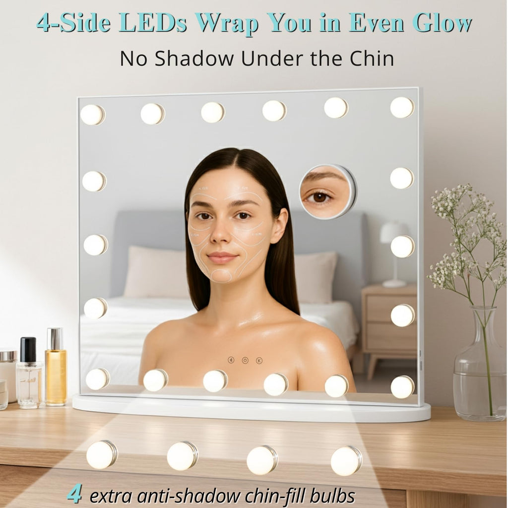 Vanity Mirror with Lights, 23.6" Hollywood Makeup Mirror White