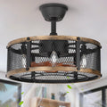 19" Caged Ceiling Fan with Light & Remote