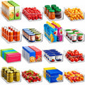 Set Of 16 Refrigerator Organizer Bins - Plastic Pantry Organization and Storage Baskets - Stackable Food Fridge