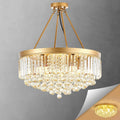 22 Inch Nine-Light Gold Crystal Chandelier, Contemporary Style