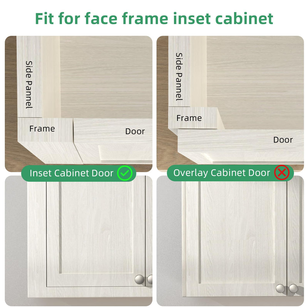 Face Frame Inset Cabinet Hinge(10 Pack), 110° Face Frame Insert Cabinet, Cabinet Door Hinge, Clip-on Base, Soft