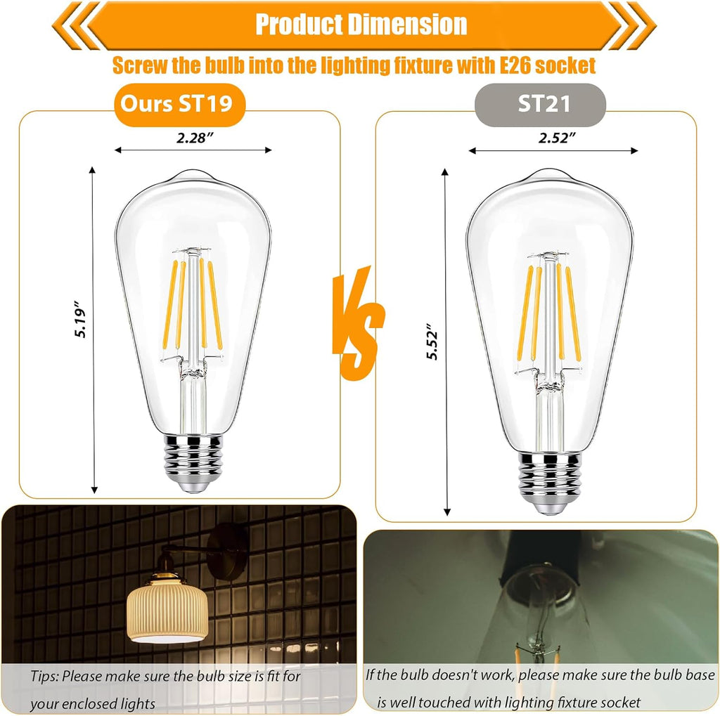 8 Pack Dimmable LED Light Bulbs 40W Equivalent, 2700K Soft White