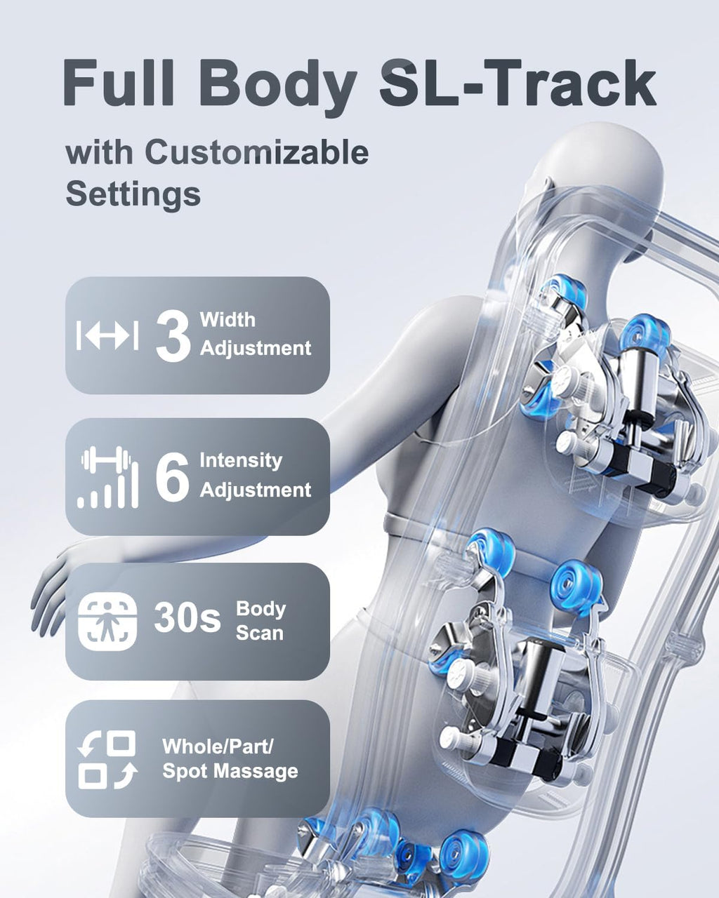 Massage Chair Full Body Zero Gravity 54" SL-Track Shiatsu Recliner | Body Scan, Adjustable 18 Modes, Auto Extending