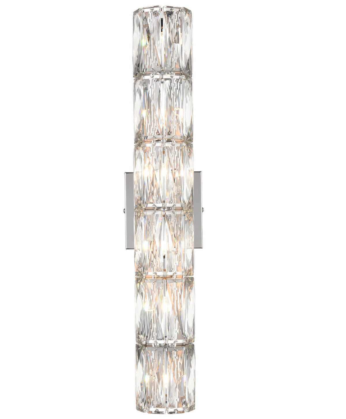 24-Inch Six-Light Modern Chrome Crystal Wall Sconce for Vanities