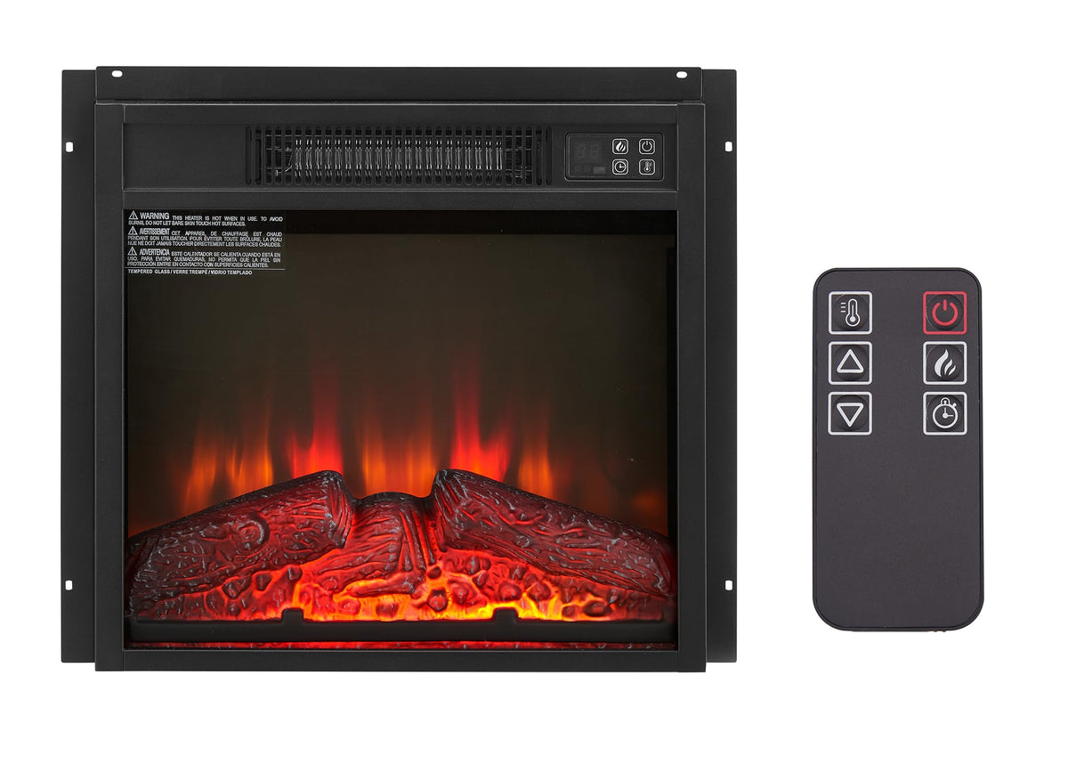 18" Electric Fireplace Insert, 1400W, 6H Timer, Overheat Protection Insert