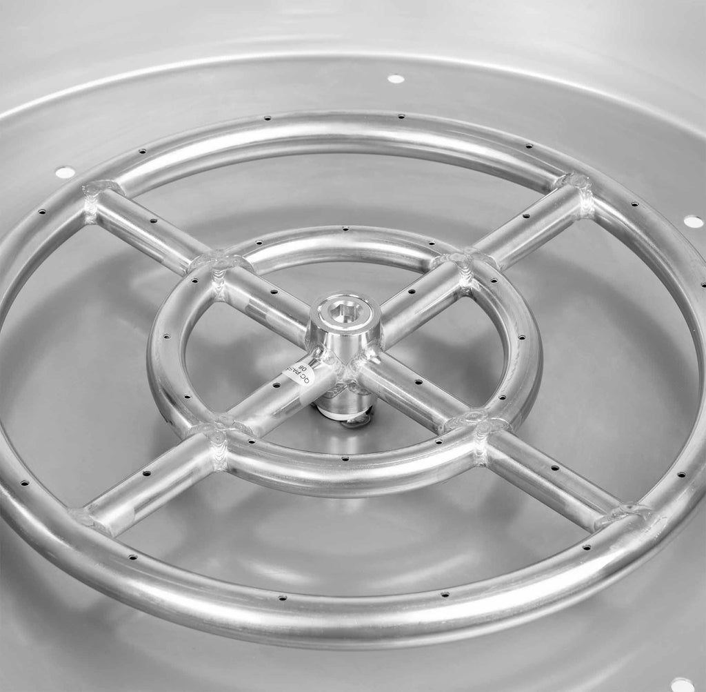 19" Round Drop-in Fire Pit Pan w/ 12" Burner, Stainless Steel, 92, 000 BTU, Natural Gas or Propane, for Easy