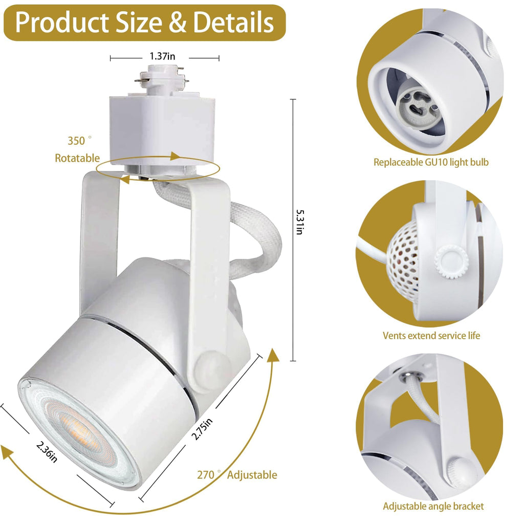 Track Lighting (No Rails) with LED Replaceable GU10 Bulbs White 4 Heads