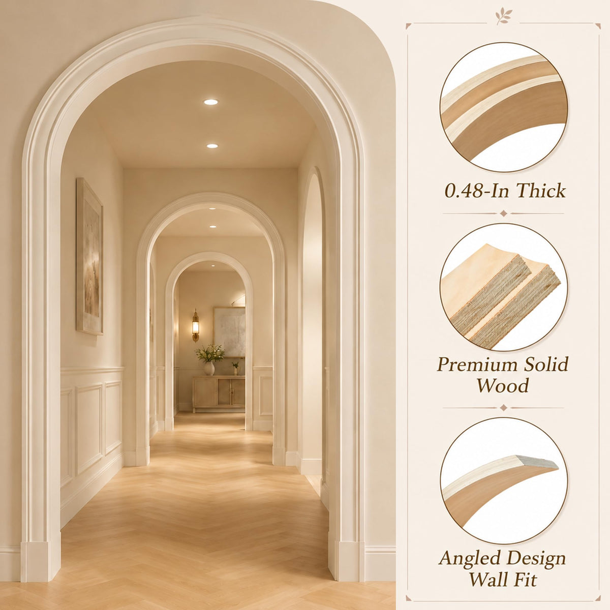 4 Pcs Wooden Doorway Arch Kit, Universal Half Circle Arch Kit for Doorway - Free Fiberglass Mesh Included Easy