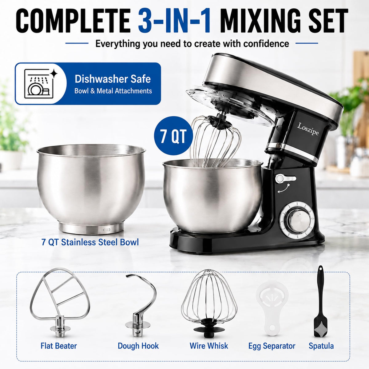 Household Stand Mixer, 7QT Kitchen Electric Mixer Baking