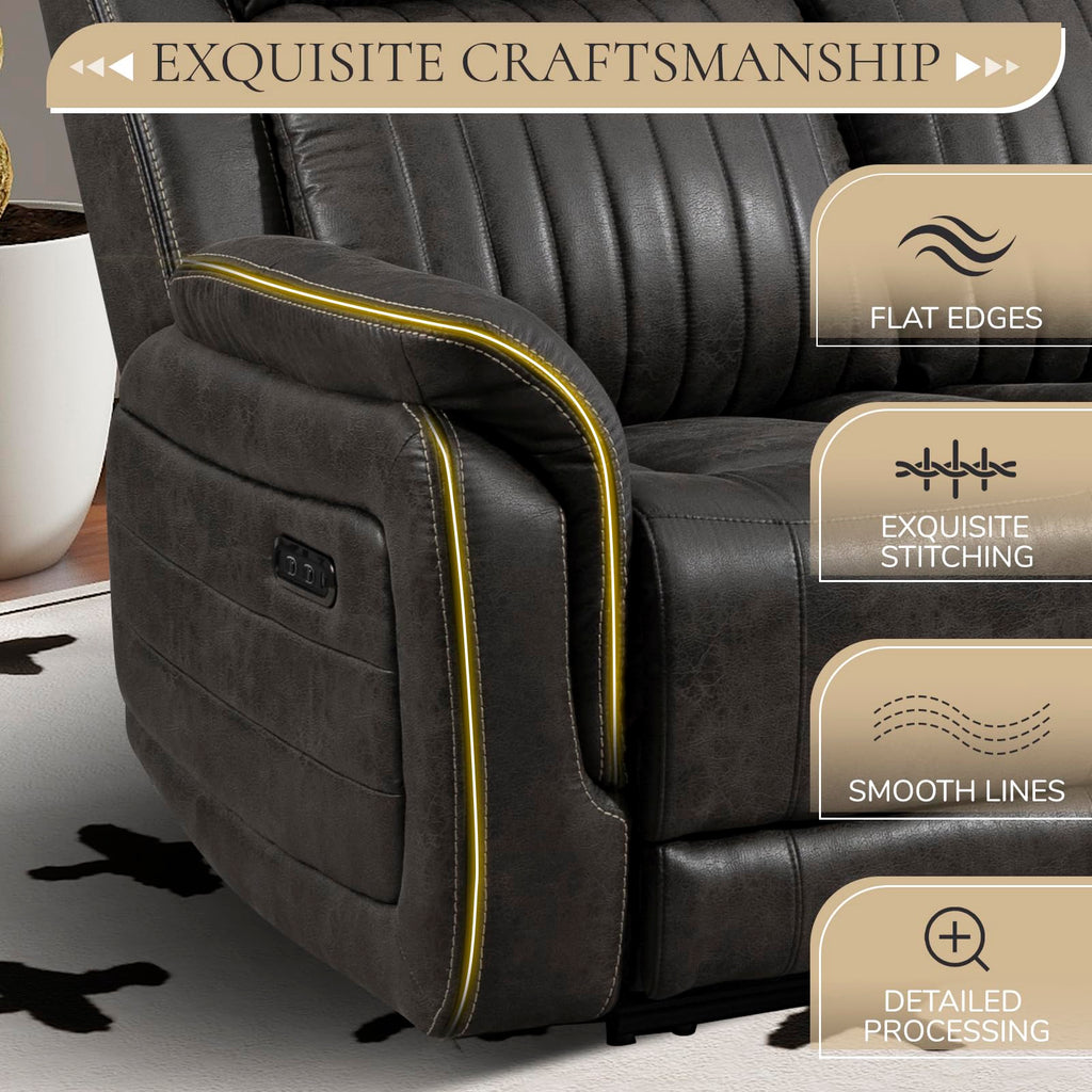 Zero Gravity Power Reclining Sofa with Adjustable Headrest, Electric Reclining Couch with USB & Type-C Ports, Power