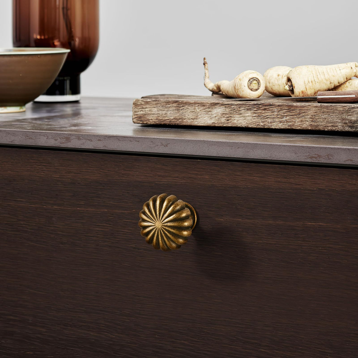 Antique Brass Cabinet Knobs,10 Pack Solid Drawer Pulls for Dressers