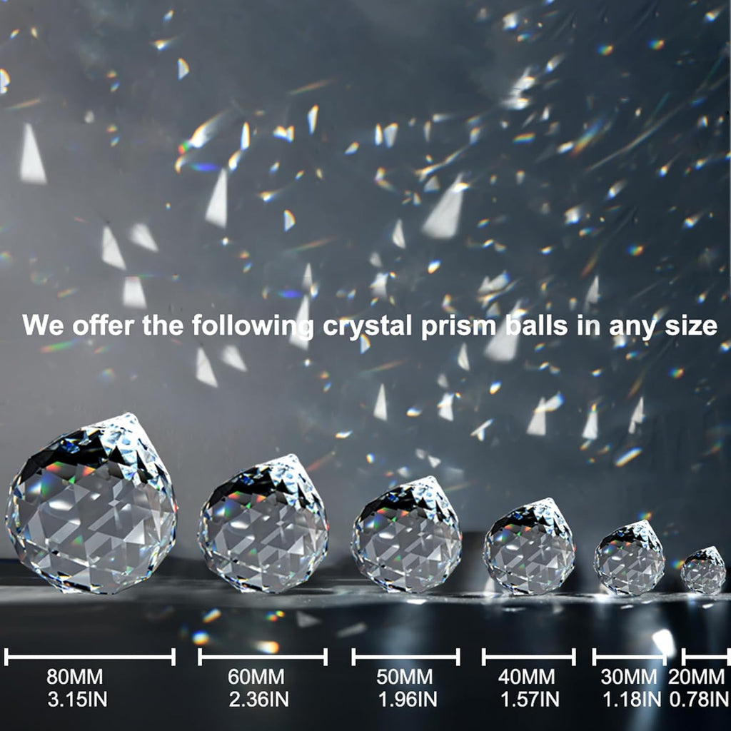 Clear Crystal Sun Catcher Suncatcher Prism Ball with Metal Rings - 48 Pack, 1.18"/ 30mm, Rainbow Pendant Maker