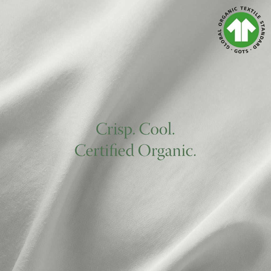 Organic Cotton Twin Sheet Set, Percale, Light Grey, 3-Piece
