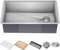 Stainless Steel 32 in Undermount Kitchen Sink KWU110-32 | 16-gauge TRU16 steel, integrated ledge for accessories