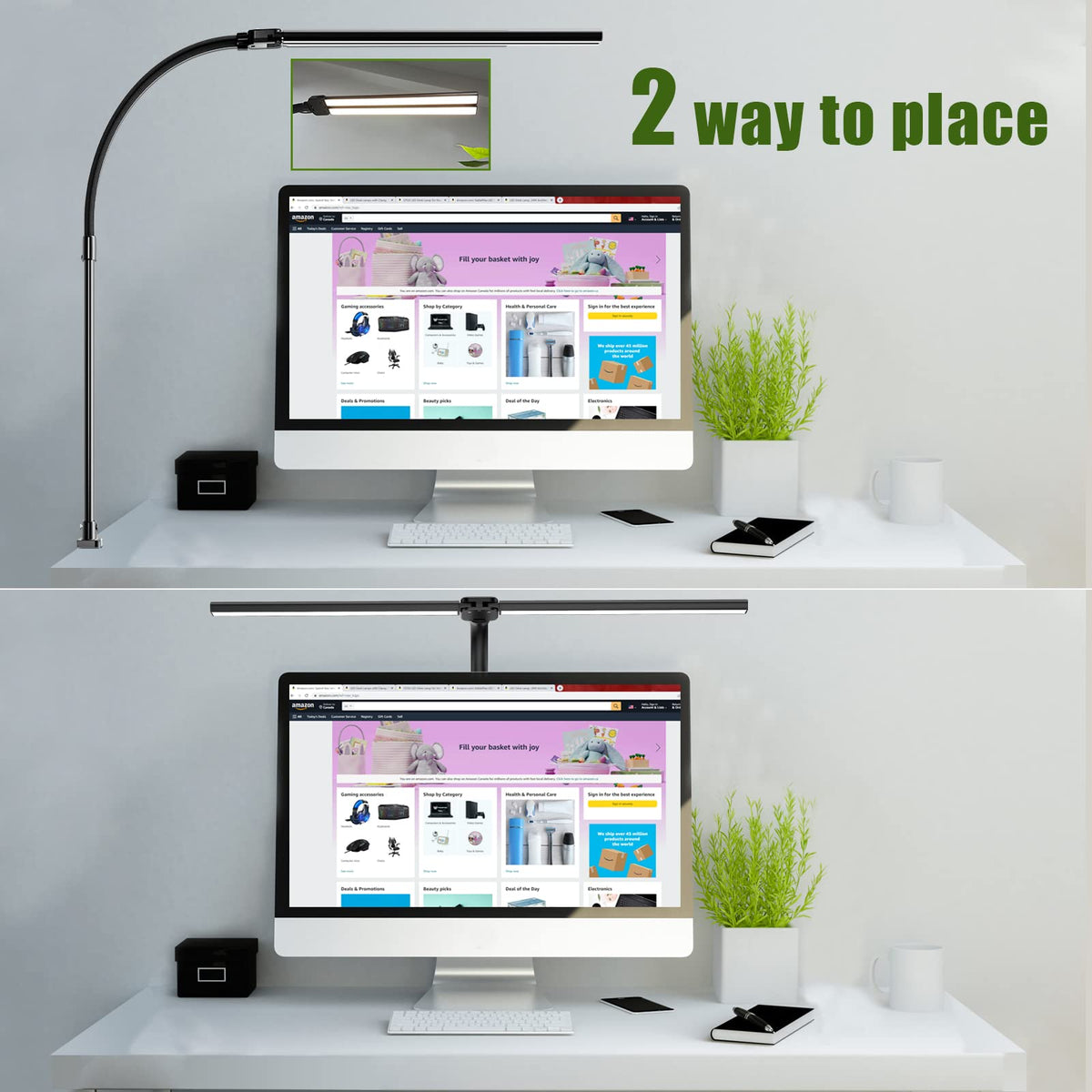 Double Head LED Desk Lamp, Architect Desk Lamps, 24W Brightest Workbench Office Lighting-5 Color Modes and 5