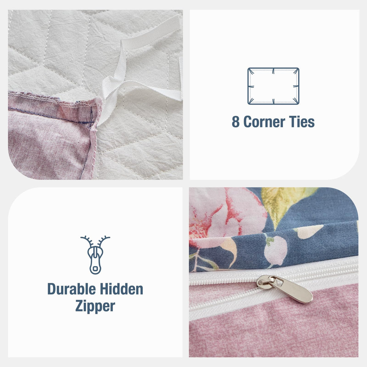 100% Cotton Duvet Cover, Navy Coastal Bloom Pattern