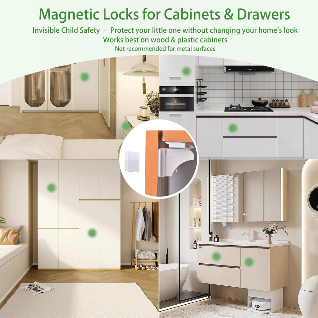 32 Pack Magnetic Cabinet Locks Child Safety