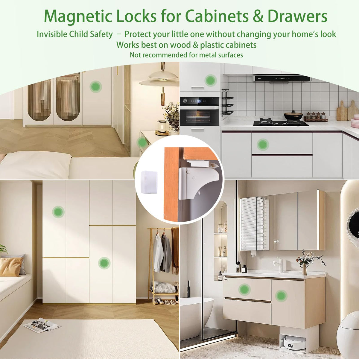 32 Pack Magnetic Cabinet Locks Child Safety